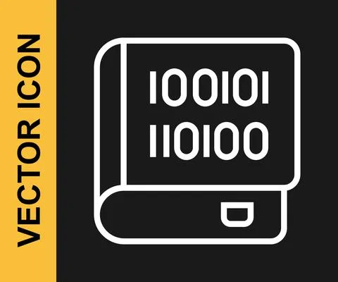 White line Books about programming icon isolated on black background Illustrazione stock