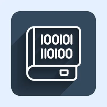 White line Books about programming icon isolated with long shadow background Illustrazione stock