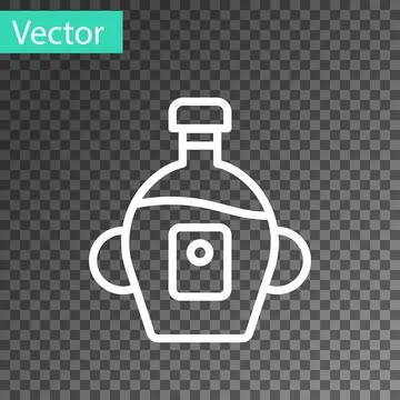 White line Bottle of maple syrup icon isolated on transparent background. Vector Stock Illustration