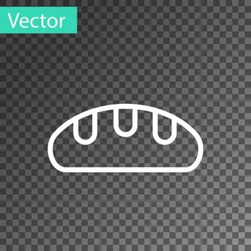 White line Bread loaf icon isolated on transparent background. Vector Stock Illustration