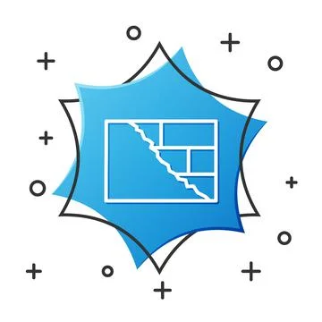 White line Bricks icon isolated on white background. Blue hexagon button. Vector Stock Illustration