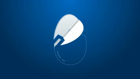 White line Broken egg icon isolated on blue background. Happy Easter. 4K Video Stock Footage 144143565