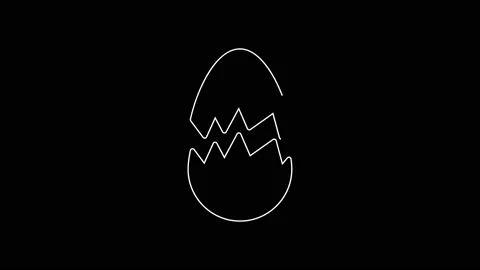 White line Broken egg icon isolated on black background. Happy Easter. 4K Video 動画素材 161994542