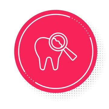 White line Broken tooth icon isolated on white background. Dental problem icon Illustrazione stock