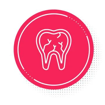 White line Broken tooth icon isolated on white background. Dental problem icon Stockillustratie