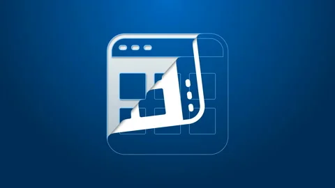 White line Browser files icon isolated on blue background. 4K Video motion Stock Footage 144352523