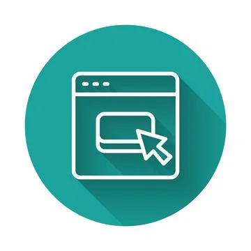 White line Browser files icon isolated with long shadow background. Green c.. Stock Illustration