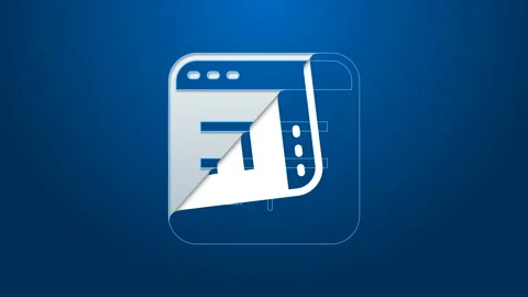 White line Browser window icon isolated on blue background. 4K Video motion Stock Footage 144352545