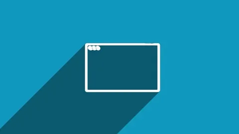 White line browser window icon with shadow isolated on blue background. Shadow 動画素材 159834479