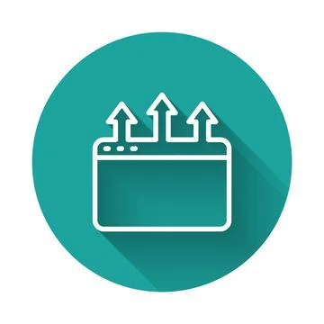 White line Browser window icon isolated with long shadow background. Green 스톡 일러스트