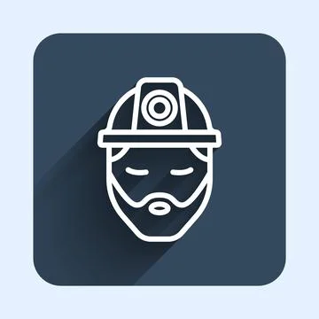 White line Builder icon isolated with long shadow background. Construction wo Stock Illustration