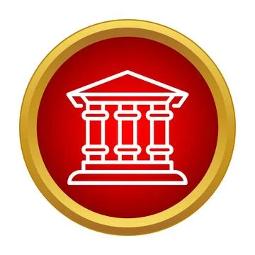 White line building icon in red circle Stock Illustration