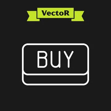 White line Buy button icon isolated on black background. Financial and stock Stock Illustration