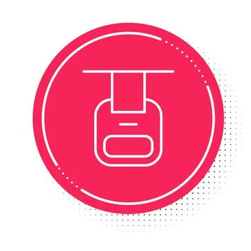 White line Cable car icon isolated on white background. Funicular sign. Red Stock Illustration