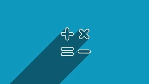 White line calculator icon with shadow isolated on blue background. Shadow Stock Footage 159833828