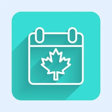 White line Canada day with maple leaf icon isolated with long shadow background イラスト素材