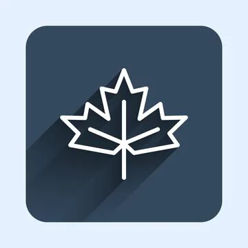 White line Canadian maple leaf icon isolated with long shadow background. Can 스톡 일러스트