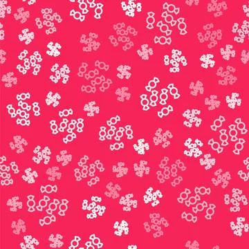 White line Candy icon isolated seamless pattern on red background. Merry Illustrazione stock