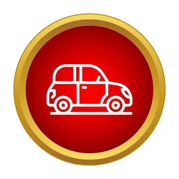 White line car icon in red circle Stock Illustration