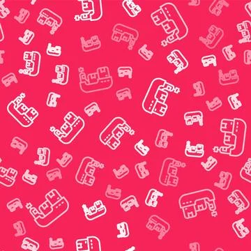 White line Cargo ship with boxes delivery service icon isolated seamless pattern 스톡 일러스트