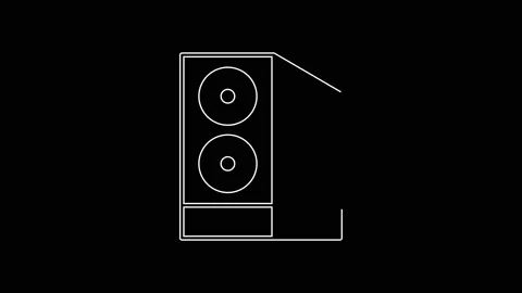 White line Case of computer icon isolated on black background. Computer server Stock Footage 167603346