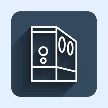 White line Case of computer icon isolated with long shadow background. Computer Stock Illustration