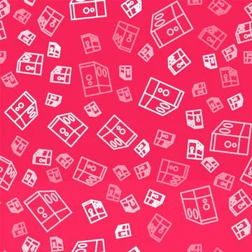 White line Case of computer icon isolated seamless pattern on red background Illustrazione stock