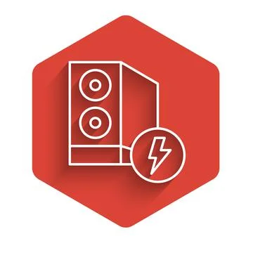 White line Case of computer icon isolated with long shadow background. Comput Stock Illustration