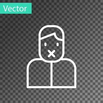 White line Censor and freedom of speech concept icon isolated on transparent  Stock Illustration