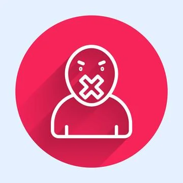 White line Censor and freedom of speech concept icon isolated with long shado Stockillustratie