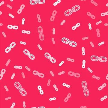 White line Chain link icon isolated seamless pattern on red background. Link イラスト素材