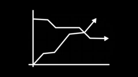 White line chart with moving trends on black background grid. Financial suc.. Stock-Footage 337023058