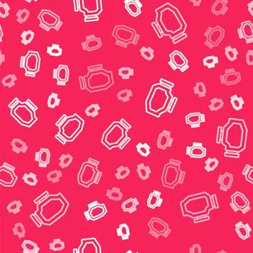 White line Check engine icon isolated seamless pattern on red background. Vector Illustrazione stock