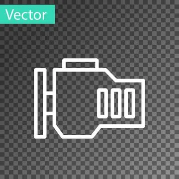 White line Check engine icon isolated on transparent background. Vector イラスト素材