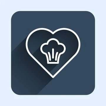 White line Chef hat icon isolated with long shadow background. Cooking symbol Stock Illustration