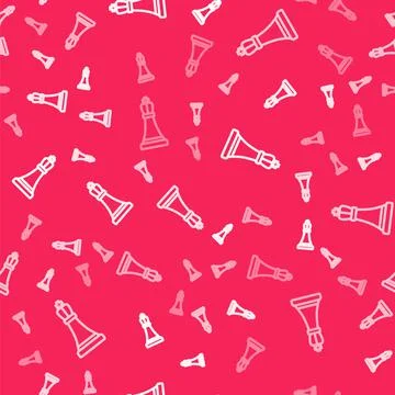 White line Chess icon isolated seamless pattern on red background. Business 库存插图