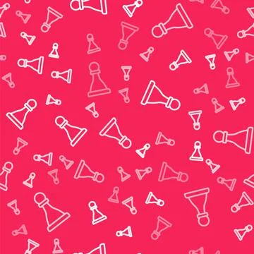 White line Chess icon isolated seamless pattern on red background. Business s Stock Illustration