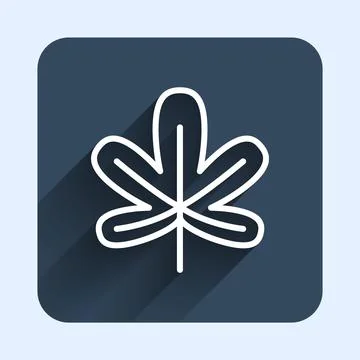 White line Chestnut leaf icon isolated with long shadow background. Blue square 스톡 일러스트