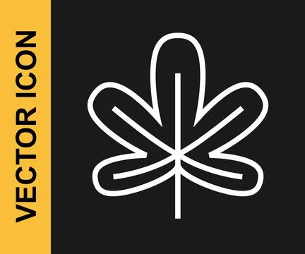 White line Chestnut leaf icon isolated on black background.  Vector Stock Illustration