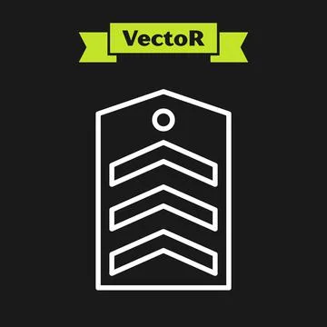 White line Chevron icon isolated on black background. Military badge sign Ilustración de archivo