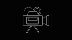 White line Cinema camera icon isolated o... | Stock Video | Pond5