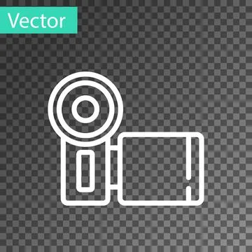 White line Cinema camera icon isolated on transparent background. Video camera イラスト素材