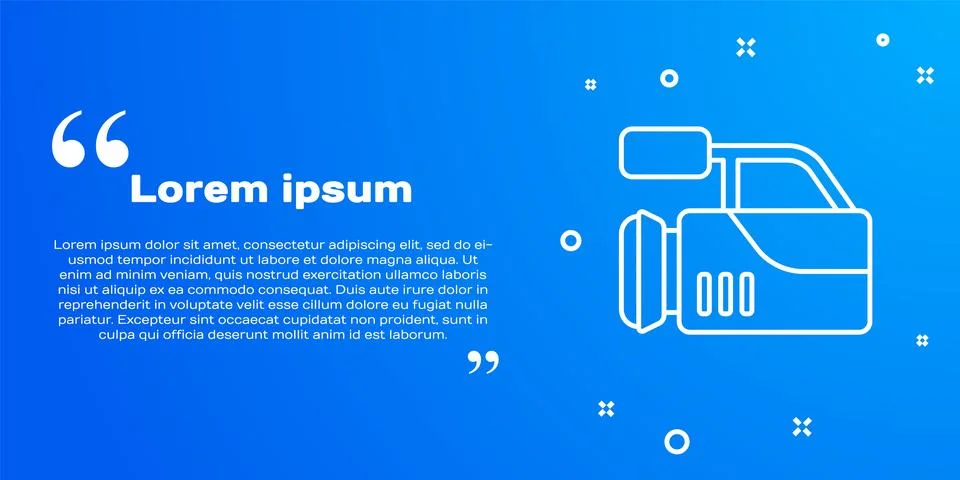 White line Cinema camera icon isolated on blue background. Video camera. Movie Stock Illustration