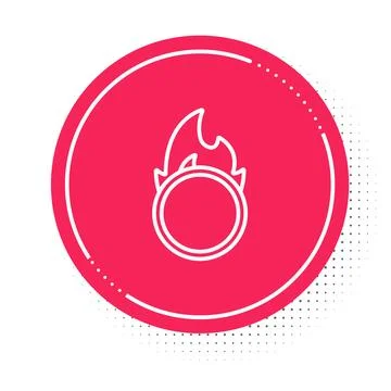 White line Circus fire hoop icon isolated on white background. Ring of fire.. Stock Illustration
