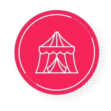 White line Circus tent icon isolated on white background. Carnival camping .. Stockillustratie