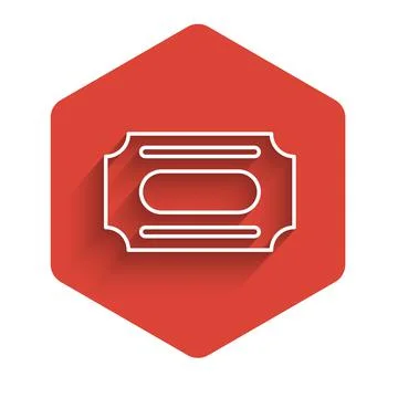 White line Circus ticket icon isolated with long shadow. Amusement park. Red Stock Illustration