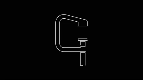 White line Clamp and screw tool icon isolated on black background. Locksmith 스톡 동영상 142977995