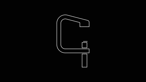 White line Clamp and screw tool icon isolated on black background. Locksmith 스톡 동영상 167593236