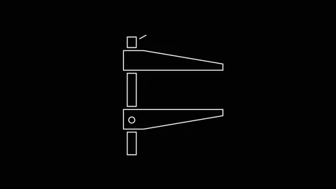 White line Clamp tool icon isolated on black background. Locksmith tool. 4K 스톡 동영상 161993913