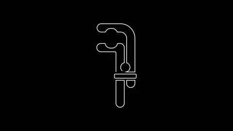 White line Clamp tool icon isolated on black background. Locksmith tool. 4K 스톡 동영상 161993961